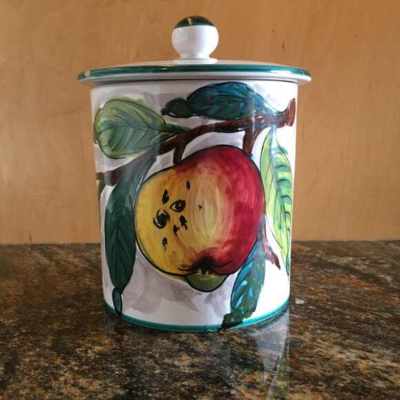 Vintage Italian Handpainted Red Clay Four Piece Cannister Set - Picture 3 of 16